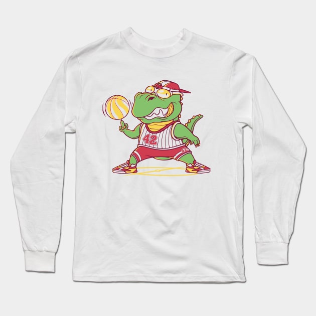 crocodile Basketball T-Shirt Long Sleeve T-Shirt by IconRose